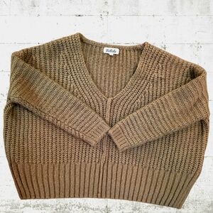 Urban Outfitters Listicle V-Neck Cable Knit Oversized Sweater